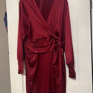 Lane Bryant Deep Red Long Sleeve Dress